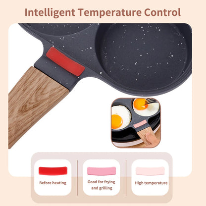 Sartén Antiadherente para 4 Huevos (Aluminio) - Tapa Abatible con Sensor de Temperatura y Accesorios