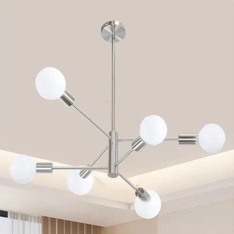 Lámpara de Techo Moderna Tipo Araña de 6 a 12 Cabezales | Lámpara Nórdica E27 para Salón y Comedor | Chandelier Industrial Negro o Dorado