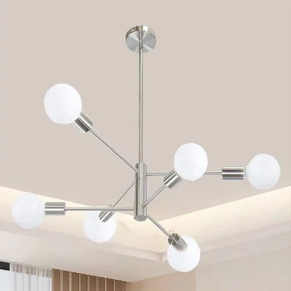 Lámpara de Techo Moderna Tipo Araña de 6 a 12 Cabezales | Lámpara Nórdica E27 para Salón y Comedor | Chandelier Industrial Negro o Dorado