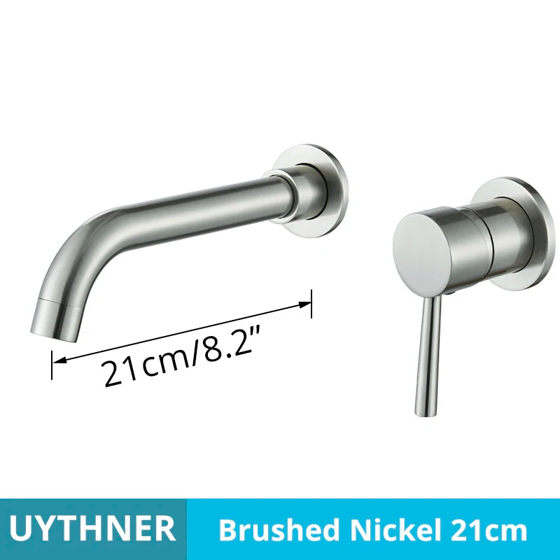 Grifo Baño Montaje en Pared Oculto | Oro Cepillado/Negro | Latón Macizo Cerámico - Casarae