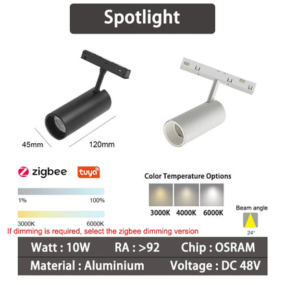 Sistema de Iluminación Modular Magnético (20 Tipos, DC48V) - Focos LED Smart Tuya/Zigbee con Alto CRI para Hogares Modernos
