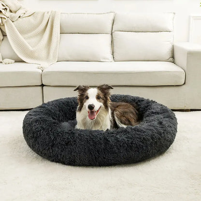 Cama de Lujo para Mascotas (Felpa Larga Ultra Suave) - Sofá Redondo Antiestrés con Cojín Profundo para Perros y Gatos