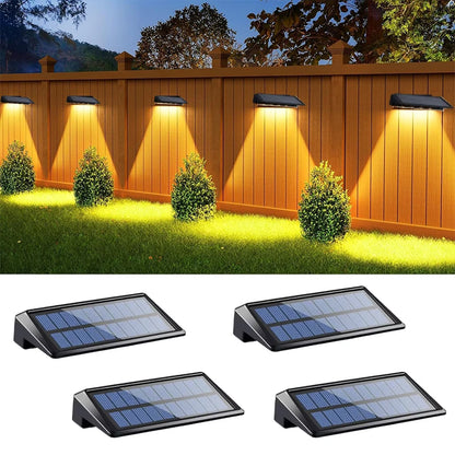 Aplique Solar de Pared Exterior Impermeable IP65 | Pack de 1 a 4 Luces Solares con Lente de Enfoque LED | Iluminación de Seguridad para Jardín, Valla y Patio