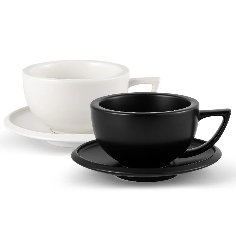 Set de Taza de Cerámica MHW-3BOMBER (280 ml) con Platillo y Cuchara - Para Latte y Espresso