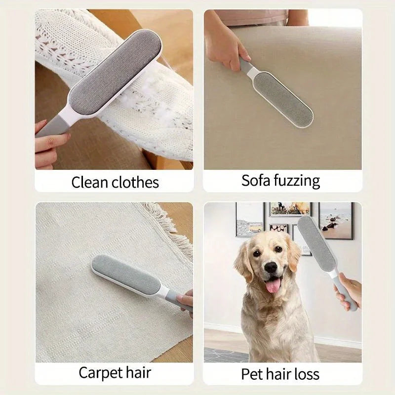 Removedor de Pelo de Mascotas Manual de Doble Cara | Cepillo de Felpa Electrostático para Ropa, Sofás y Alfombras (Perros y Gatos)