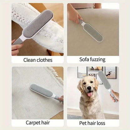 Removedor de Pelo de Mascotas Manual de Doble Cara | Cepillo de Felpa Electrostático para Ropa, Sofás y Alfombras (Perros y Gatos)