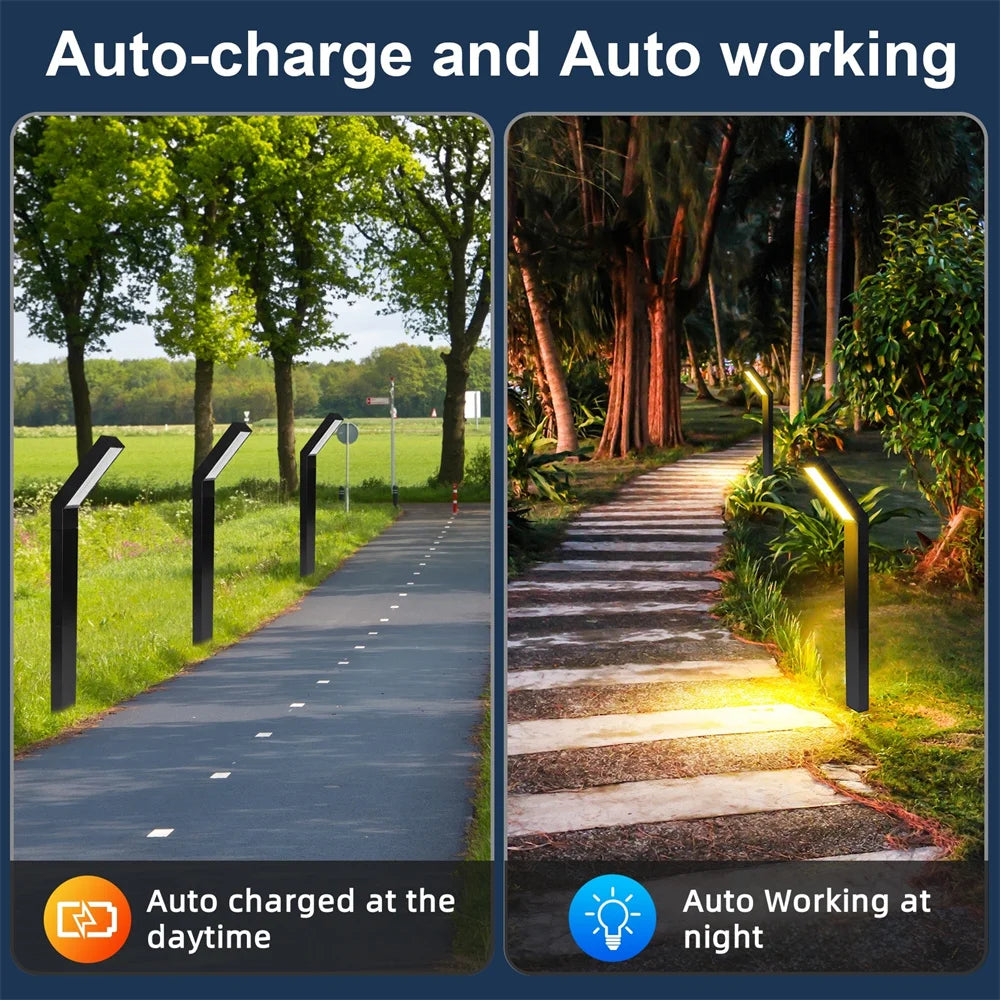 Set de Luces Solares de Camino (IP65 Impermeable) - Lámparas LED SMD Ultra-Brillantes con 3 Modos de Color y Tubo Reforzado