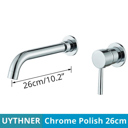 Grifo Baño Montaje en Pared Oculto | Oro Cepillado/Negro | Latón Macizo Cerámico - Casarae