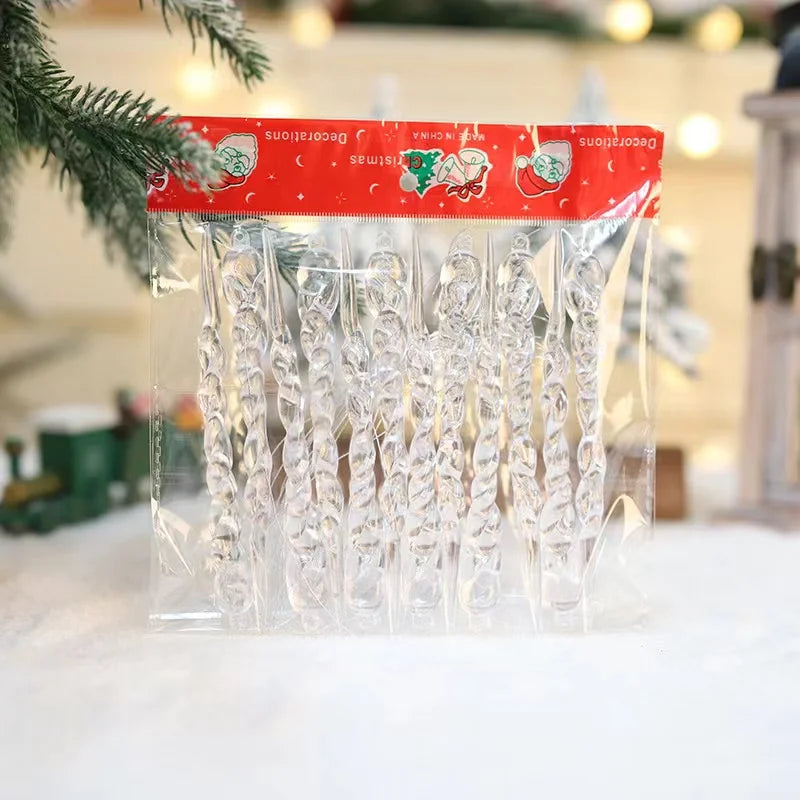 Set de Carámbanos de Cristal Transparente (12/24/36 piezas) - Adornos Colgantes para Árbol de Navidad y Decoración de Fiestas de Invierno