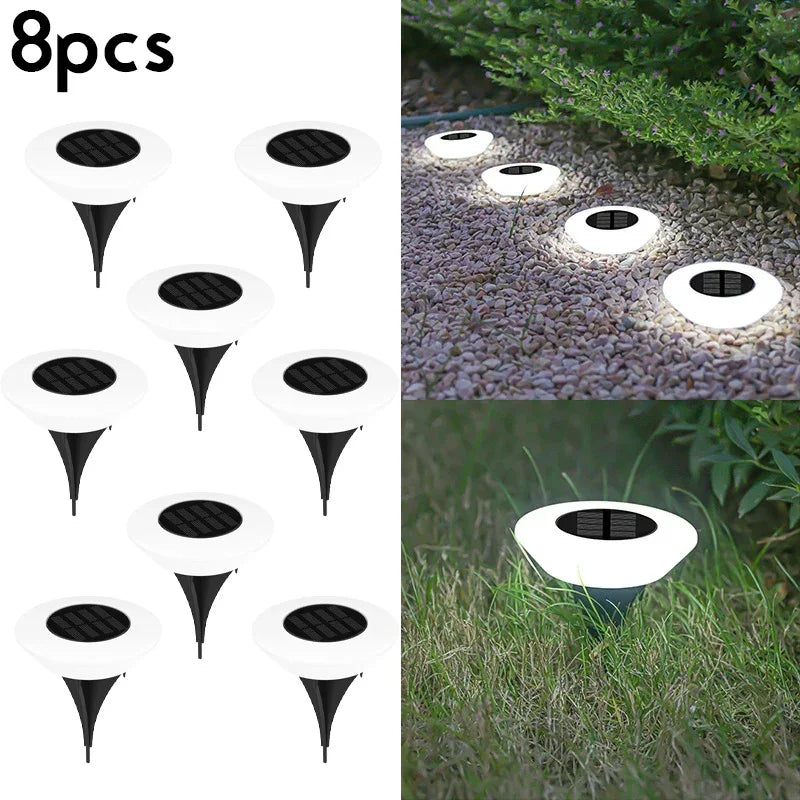 Luces Solares LED de Suelo Impermeables IP65 | Pack de 1 a 8 Focos Solares de Exterior para Jardín, Caminos y Césped | Iluminación Automática de Acero Inoxidable