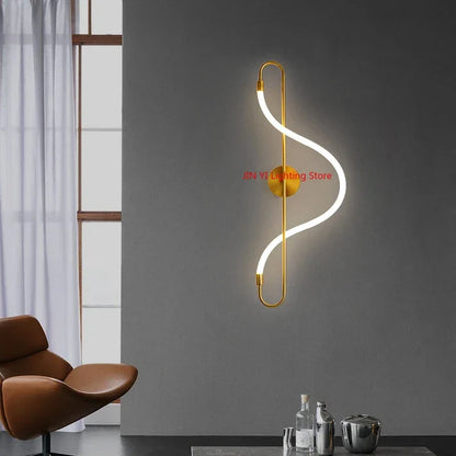 Lámpara Colgante LED Lineal Nórdica | Manguera Flexible | Chandelier Dorado Minimalista Regulable - Casarae