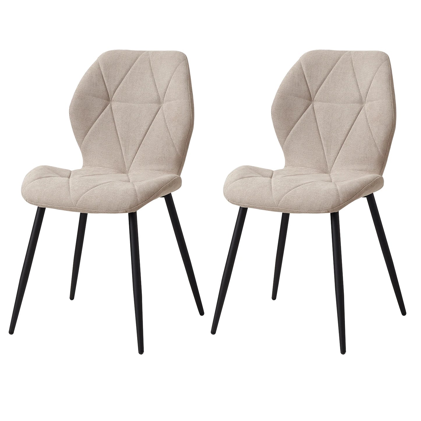 Set de 2/4/6 Sillas de Comedor de Lino Transpirable EGOONM | Sillas Acolchadas Ergonómicas con Patas de Metal Negro | Diseño Nórdico para Salón, Cocina y Restaurante