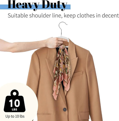 Set de Perchas de Terciopelo Flocado (Ultrafinas) - Perchas Antideslizantes, Resistentes y Ahorradoras de Espacio para Trajes