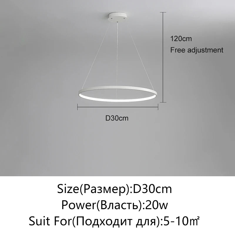 Lámpara Colgante LED Moderna de Diseño Circular | Lámpara de Techo Minimalista para Salón y Comedor - Casarae