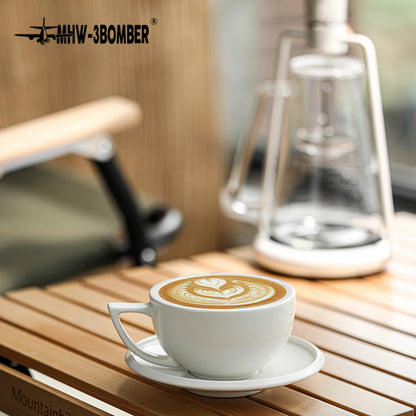 Set de Taza de Cerámica MHW-3BOMBER (280 ml) con Platillo y Cuchara - Para Latte y Espresso