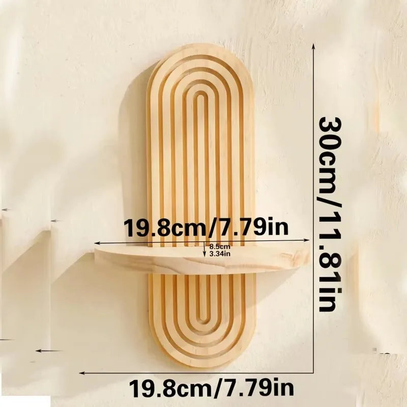 Estante de Almacenamiento Geométrico de Pared (Boho Wood) - Decoración Moderna