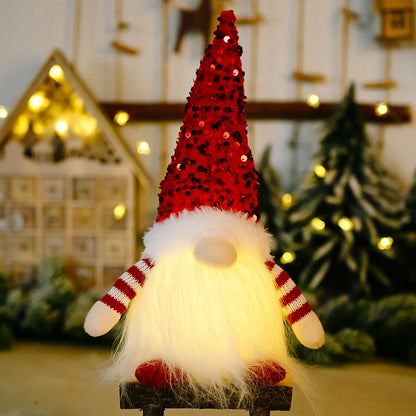 Gnomo Navideño Luminoso (30 cm) con Luz LED - Muñeco Sin Rostro para Árbol y Decoración
