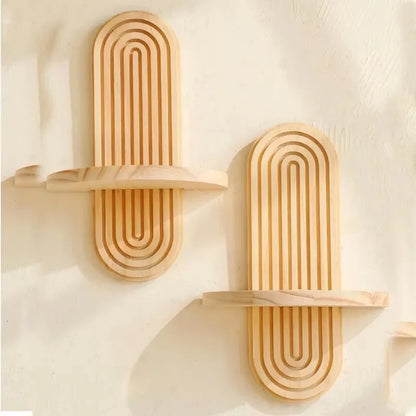 Estante de Almacenamiento Geométrico de Pared (Boho Wood) - Decoración Moderna