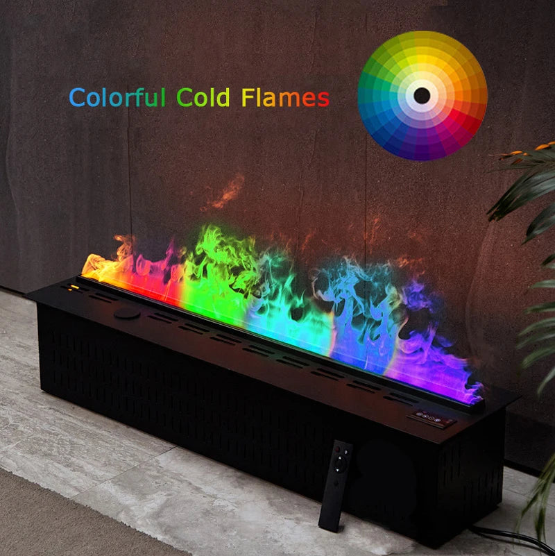 Chimenea Eléctrica 3D de Vapor de Agua con Efecto Llama LED | Humidificador Decorativo con Sonido de Leña Crujiente | Chimenea Inteligente Humo Frío