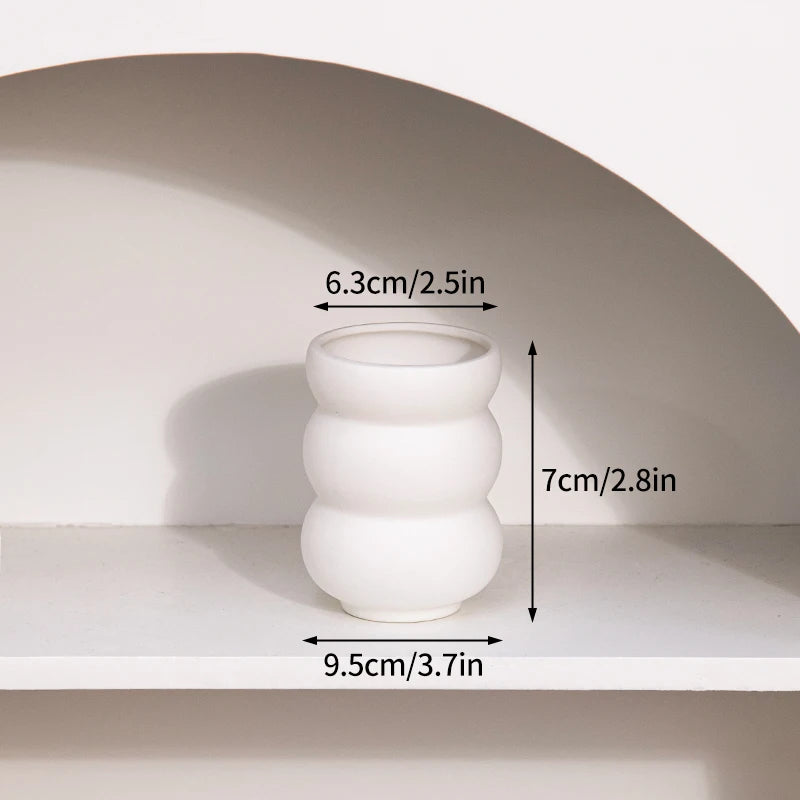 Jarrón decorativo de cerámica blanca estilo nórdico