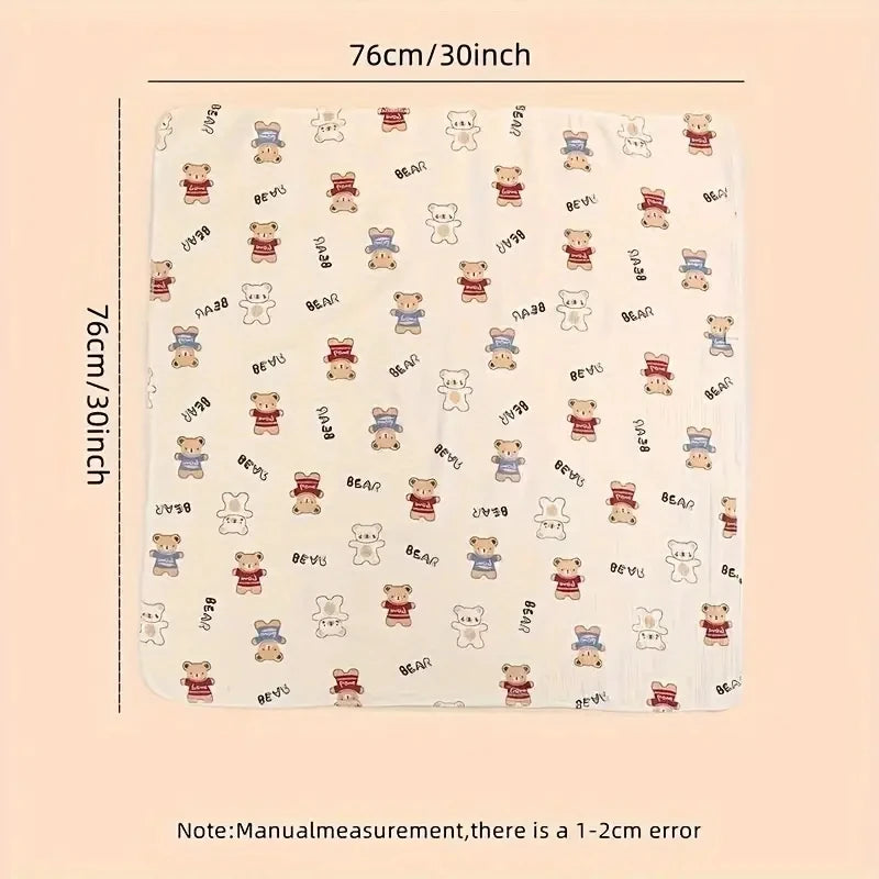 Manta de Muselina de Algodón (Estampado Cartoon) - Envoltura Suave y Transpirable para Bebé