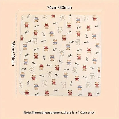 Manta de Muselina de Algodón (Estampado Cartoon) - Envoltura Suave y Transpirable para Bebé