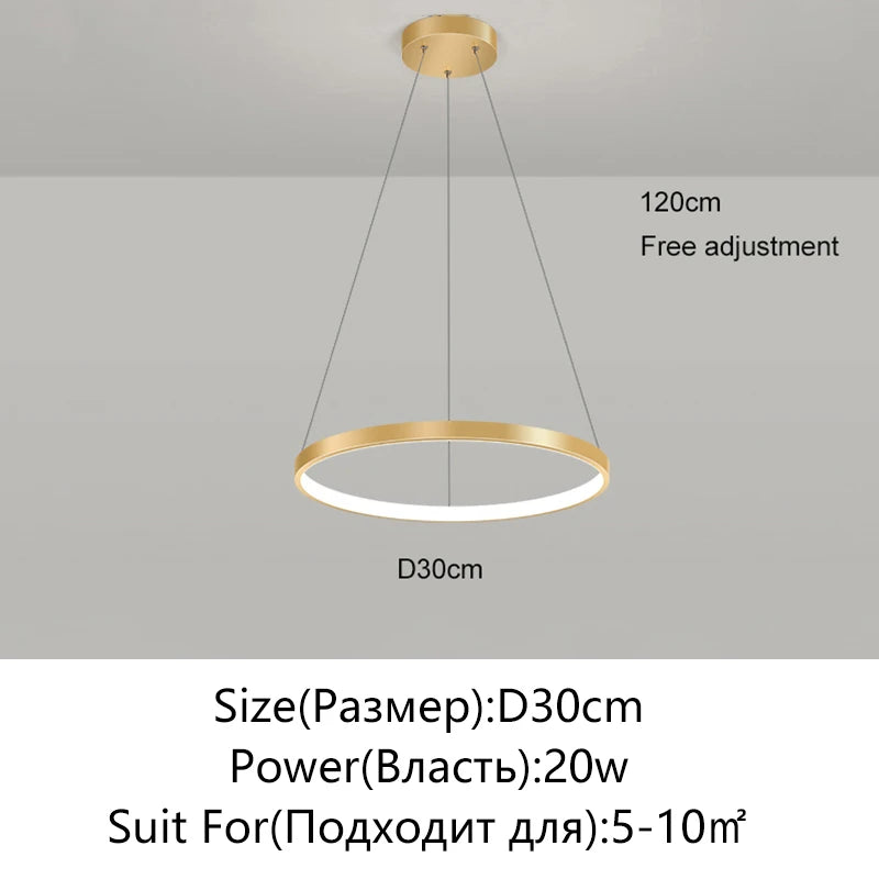 Lámpara Colgante LED Moderna de Diseño Circular | Lámpara de Techo Minimalista para Salón y Comedor - Casarae