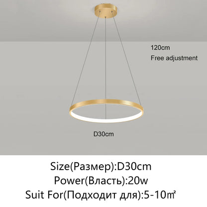 Lámpara Colgante LED Moderna de Diseño Circular | Lámpara de Techo Minimalista para Salón y Comedor - Casarae