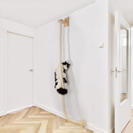 Rascador y Trepador de Pared para Gatos (Sisal y Madera) - 140 cm