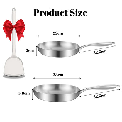 Set de 2/3 Sartenes Wok de Acero Inoxidable 304 Sin Recubrimiento | Fondo Redondo Tradicional | Apto para Gas e Inducción