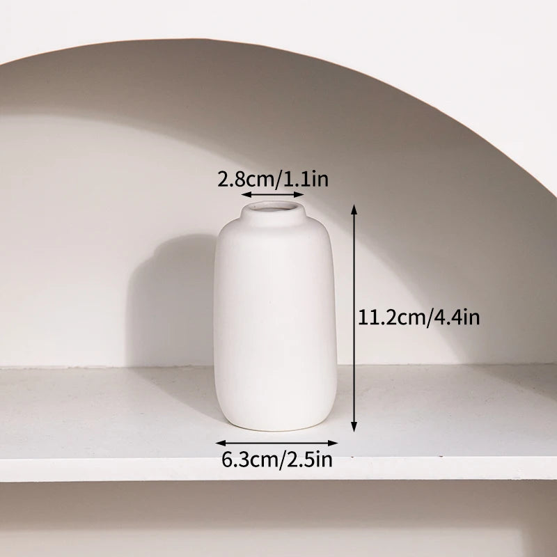 Jarrón decorativo de cerámica blanca estilo nórdico