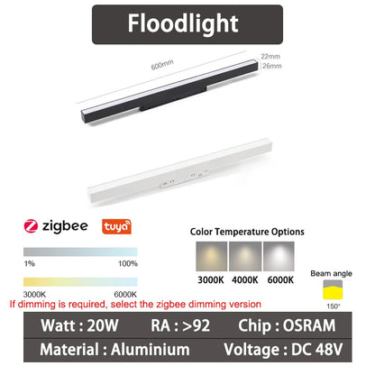 Sistema de Iluminación Modular Magnético (20 Tipos, DC48V) - Focos LED Smart Tuya/Zigbee con Alto CRI para Hogares Modernos