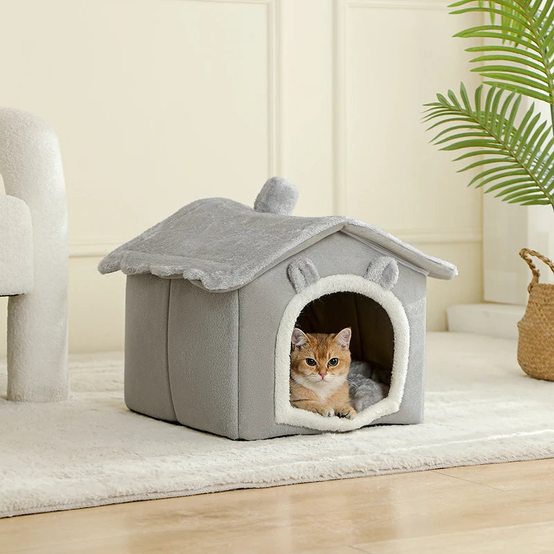 Casa Cueva Plegable para Mascotas (Extraíble y Lavable) - Sofá y Refugio Interior para Gatos y Perros Pequeños