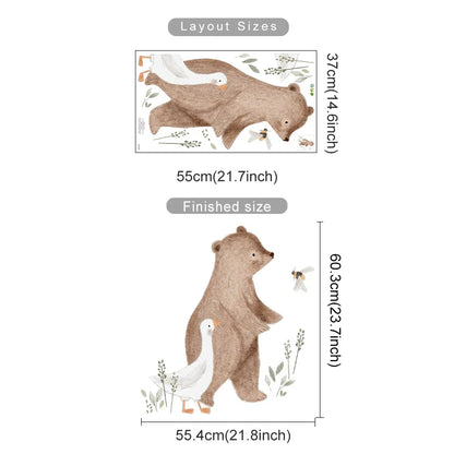 Pegatina de Pared de Vinilo Translúcido (Animales en Globo Aerostático) - Decoración Autoadhesiva y Ecológica para Habitaciones de Bebés y Niños