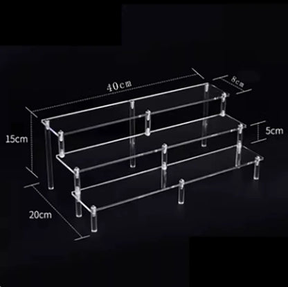 Expositor Transparente de Acrílico de 2 Escalones - Organizador Multiusos para Figuras, Postres y Perfumes
