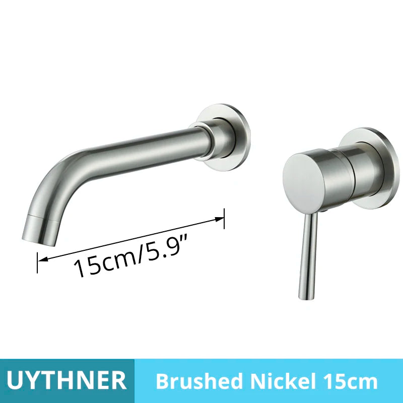 Grifo Baño Montaje en Pared Oculto | Oro Cepillado/Negro | Latón Macizo Cerámico - Casarae