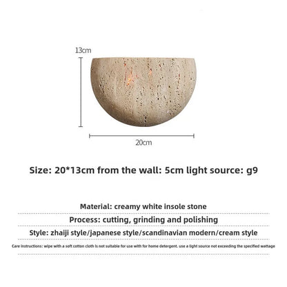 Lámpara de Pared Wabi-Sabi de Piedra | Aplique Retro Orgánico | Diseño Japonés - Casarae