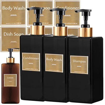 Set de Dispensadores Rellenables para Ducha (Champú, Jabón y Acondicionador)