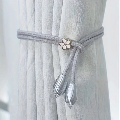 Set de 2 Abrazaderas de Cortina Ajustables con Hebilla Floral