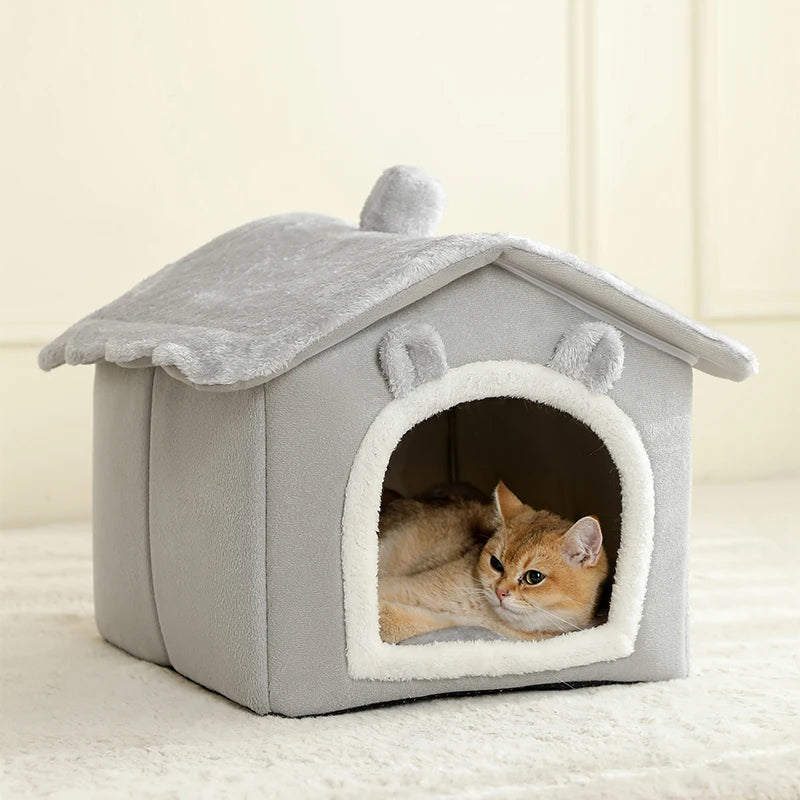 Casa Cueva Plegable para Mascotas (Extraíble y Lavable) - Sofá y Refugio Interior para Gatos y Perros Pequeños