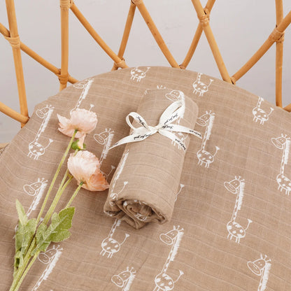 Manta de Muselina de Bambú y Algodón de Doble Capa (120x110 cm) - Envoltura Suave y Multiusos