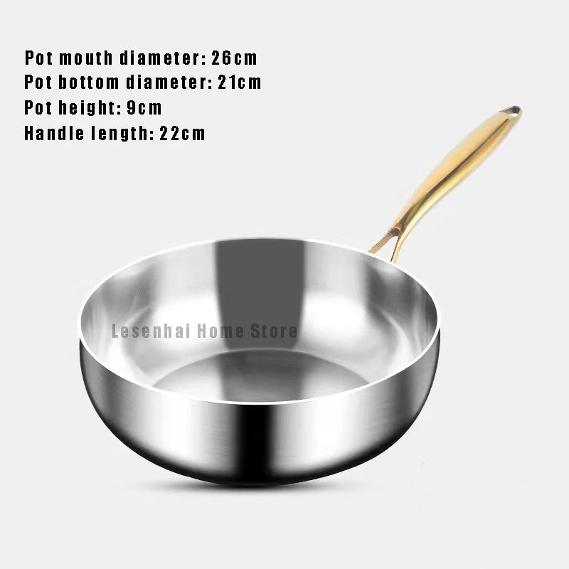 Sartén Wok Profundo de Acero Inoxidable 316 | Skillet Antiadherente de 7 Capas para Filetes y Salteados | Compatible con Inducción y Gas