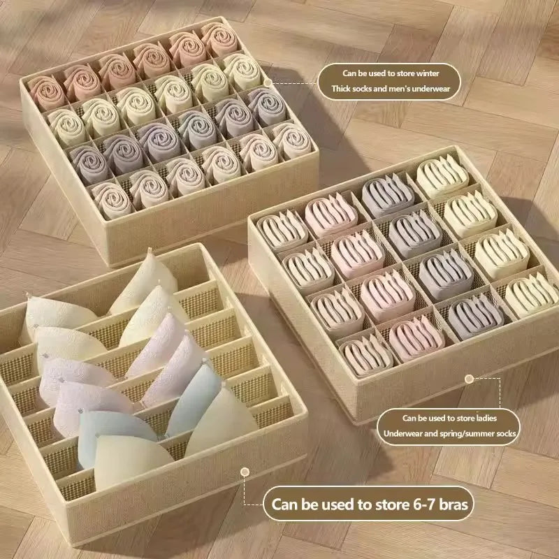 Organizador de Cajones Plegable para Ropa Interior y Calcetines | Caja de Tela Reforzada para Armario y Cómoda (32x32x10cm)