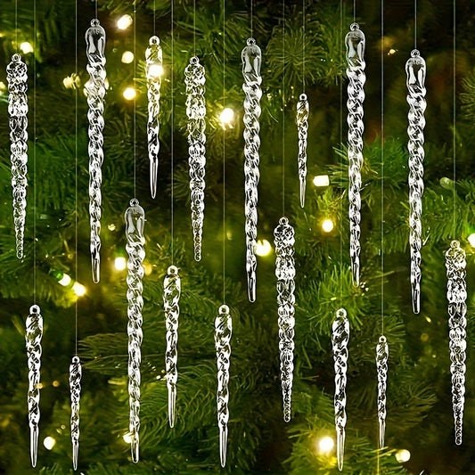 Set de Carámbanos de Cristal Transparente (12/24/36 piezas) - Adornos Colgantes para Árbol de Navidad y Decoración de Fiestas de Invierno