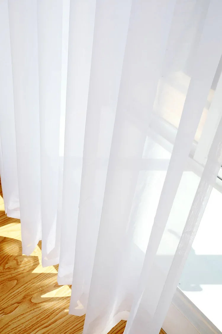 Visillo de Tul Transparente (Blanco) - Cortina de Ventana Personalizable, Ligeras Caídas para Decoración de Sala de Estar y Ambientes de Boda