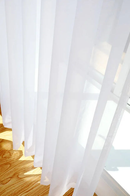 Visillo de Tul Transparente (Blanco) - Cortina de Ventana Personalizable, Ligeras Caídas para Decoración de Sala de Estar y Ambientes de Boda