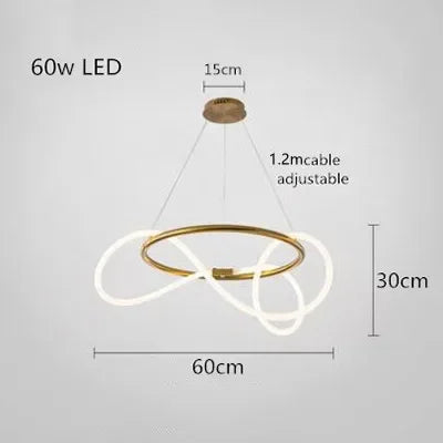 Lámpara Colgante LED Lineal Nórdica | Manguera Flexible | Chandelier Dorado Minimalista Regulable - Casarae
