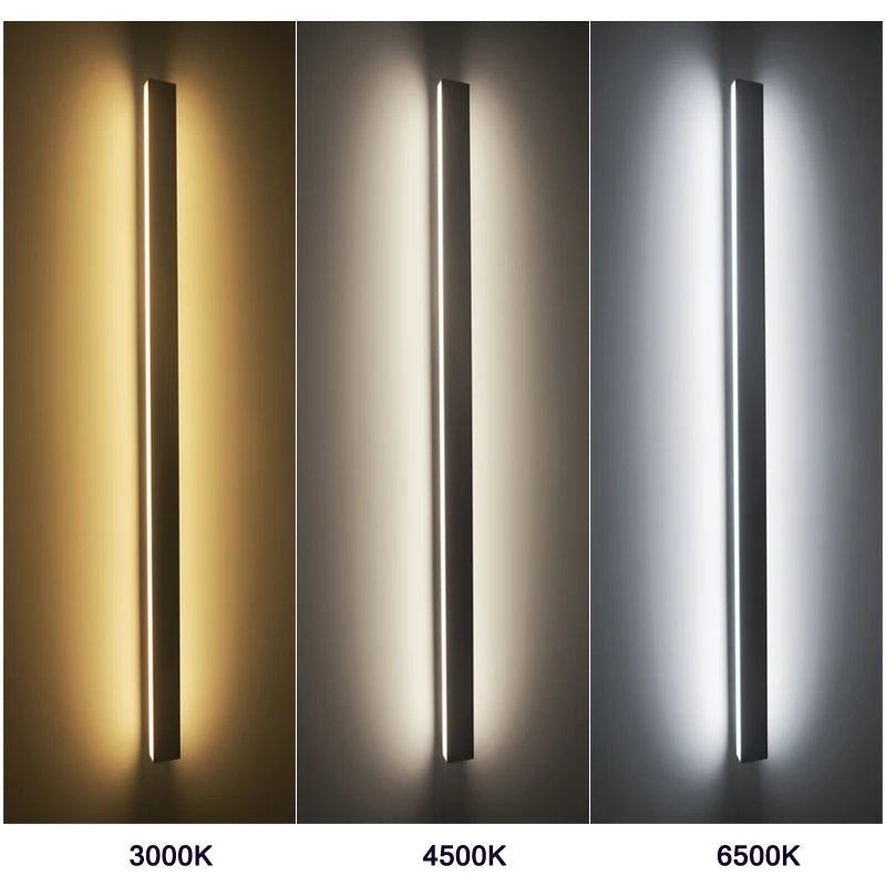Lámpara de Pared LED de Tira Larga (IP65 Impermeable) - Iluminación Exterior Moderna para Jardín y Fachada