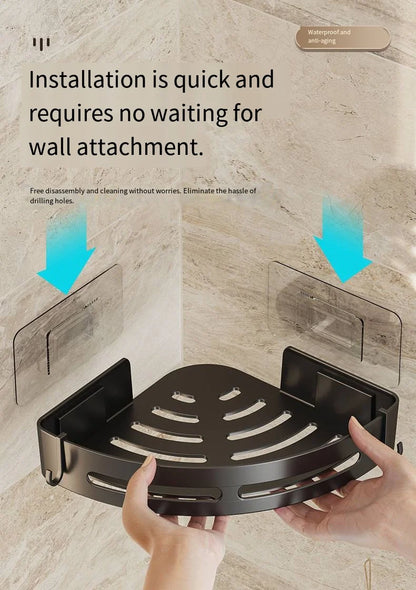 Estante de Baño Adhesivo sin Taladro | Organizador de Ducha con Barandilla Anticaída | Soporte para Champú y Toallas en PP Resistente