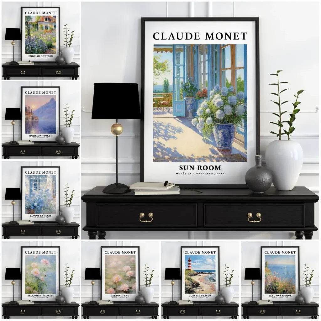 Póster Vintage de Arte Famoso (Claude Monet) - Impresión en Lienzo Giclée de Paisajes y Flores